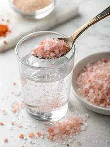 Adding Himalayan pink salt to Oprah Pink Salt Recipe