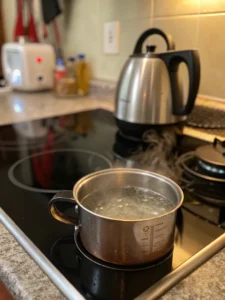 warming water for pink salt diet recipe in a kettle