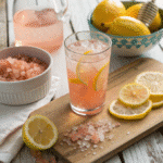 Pink salt weight loss recipe drink with lemon and warm water