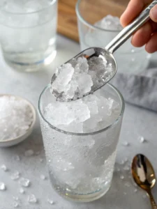 crushed ice in chilled glass for japanese pink salt and ice recipe
