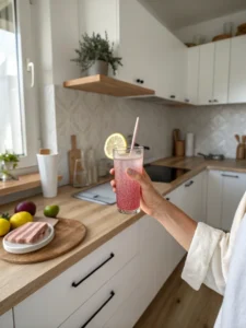 Drinking the detox wellness drink first thing in the morning