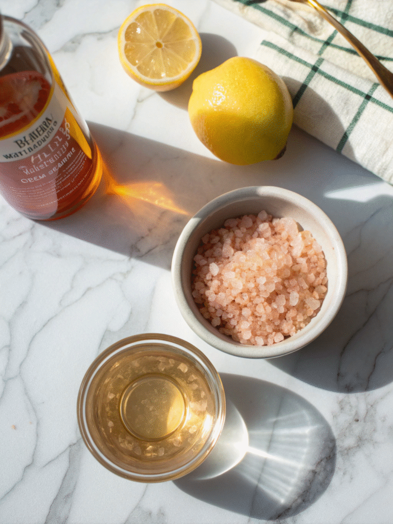 Ingredients for pink salt trick recipe for weight loss