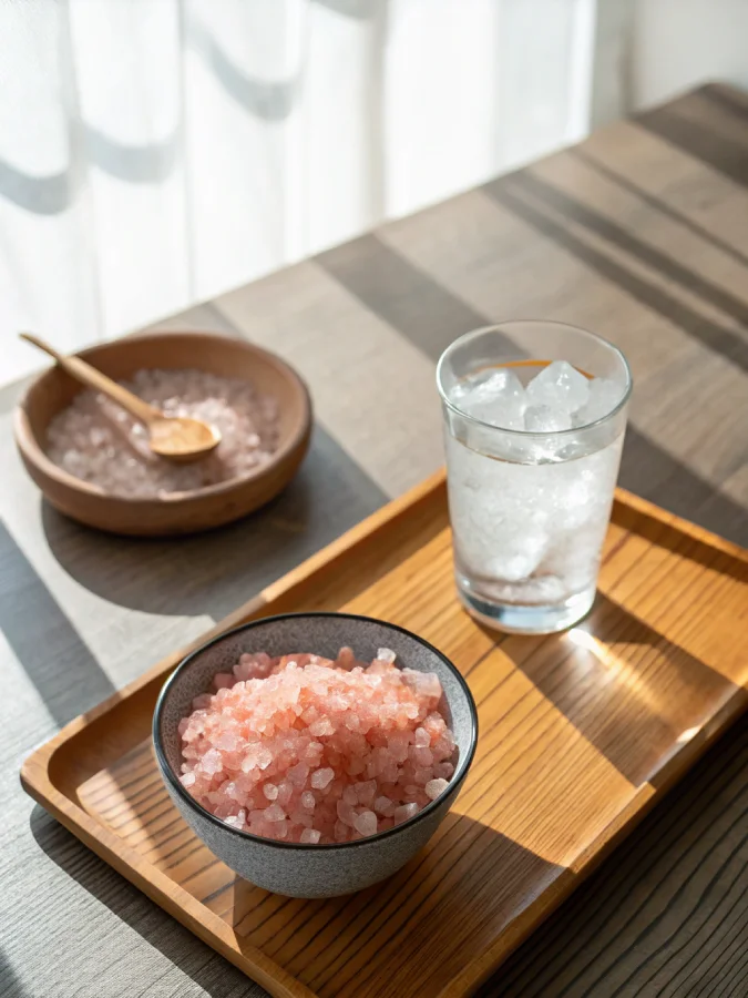 japanese pink salt and ice recipe in minimalist glass