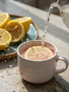 Adding fresh lemon juice to Japanese Pink Salt Recipe