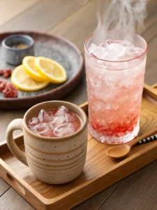 Japanese Pink Salt Recipe served warm and iced