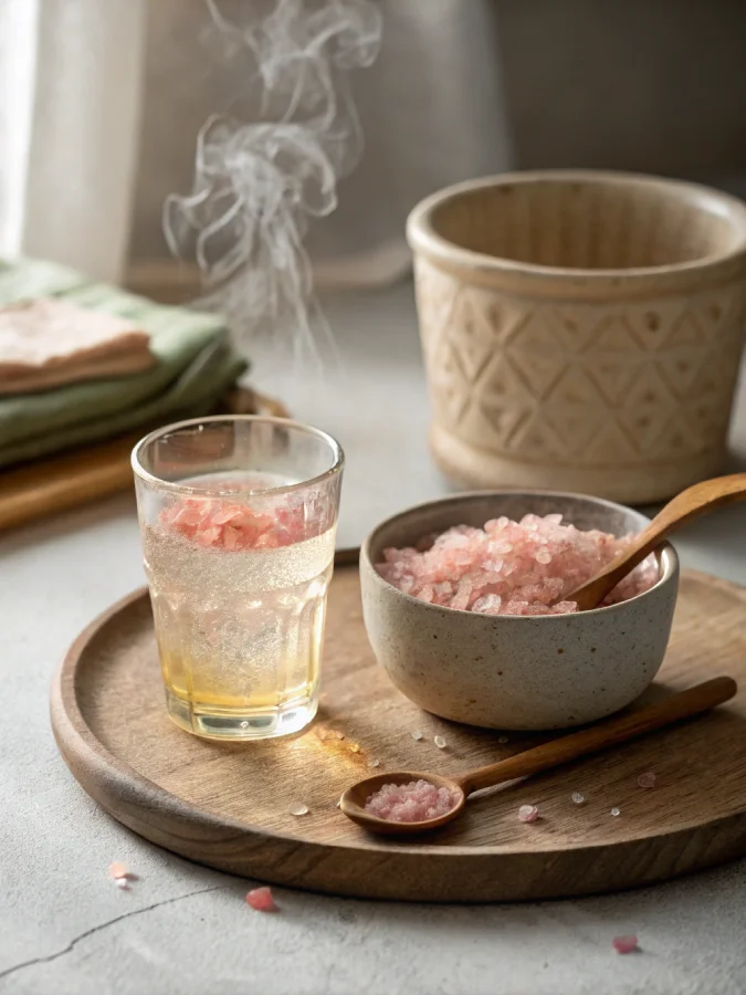 Japanese Pink Salt Recipe morning drink on table