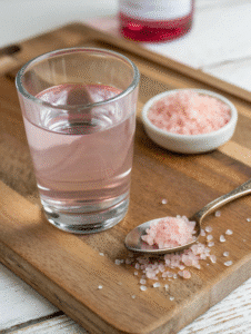 One serving of pink salt water shown
