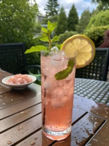 Oprah Pink Salt Recipe iced version served with lemon and mint