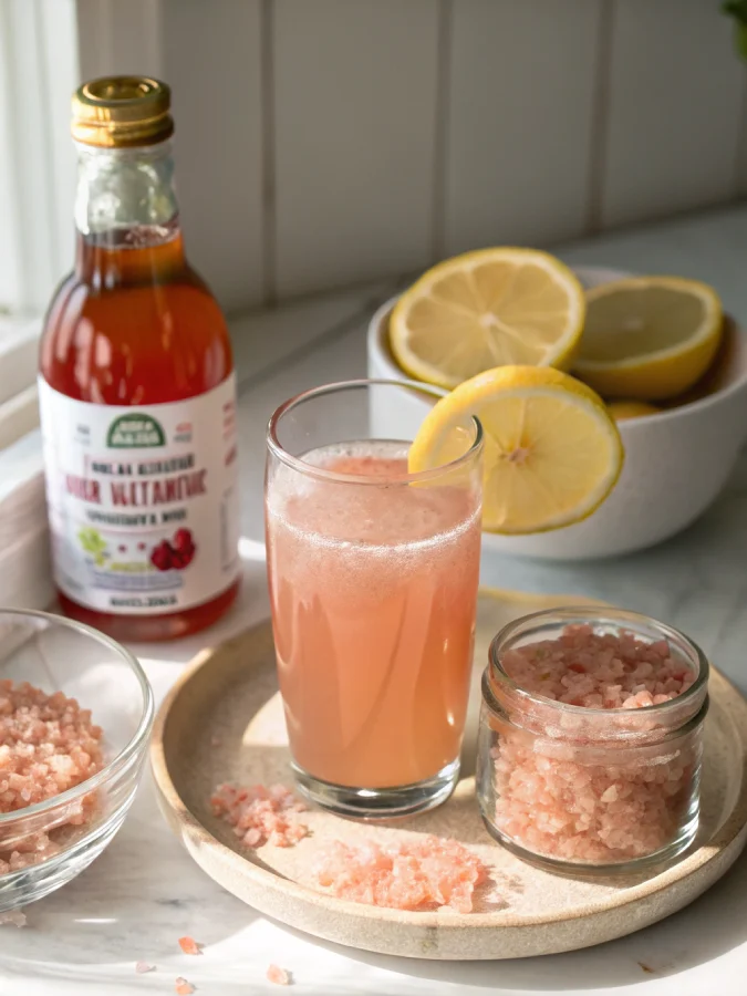 Pink salt detox drink with lemon & ACV