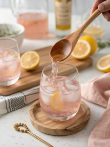 Stirring pink salt trick drink until smooth and fully dissolved