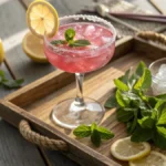 Served glass of the Eight Labs pink salt trick
