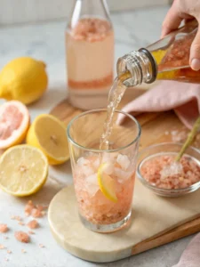 pouring apple cider vinegar into detox drink