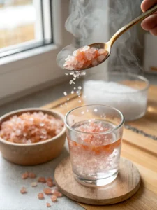 adding Himalayan pink salt to warm water
