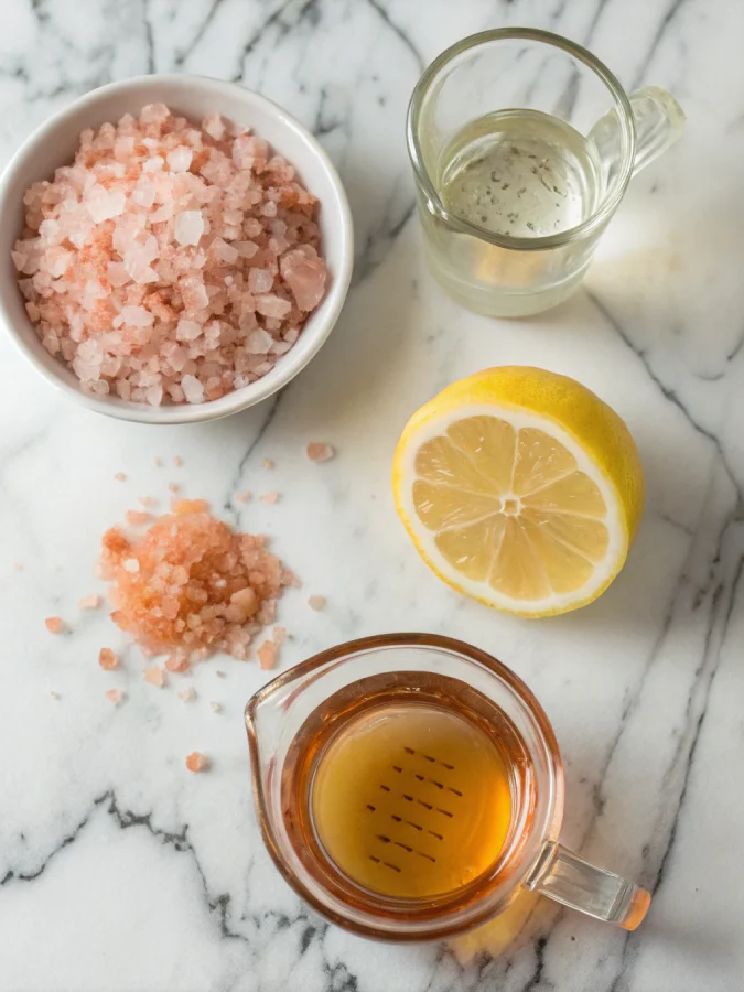pink salt trick recipe ingredients flat lay