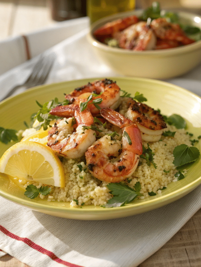 Serving Mediterranean diet meal