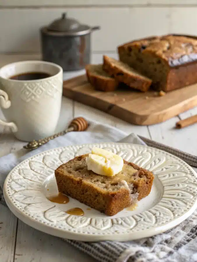 Joanna Gaines banana bread recipe served with butter