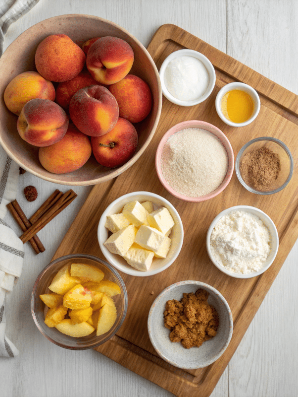Peach cobbler recipe ingredients fresh peaches butter flour sugar