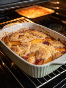 Peach cobbler recipe baking golden crust